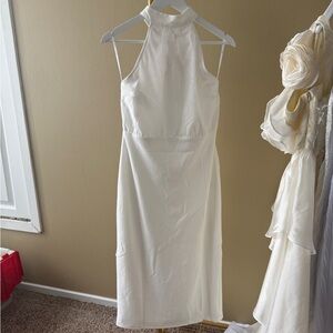 White Halter Bodycon Dress
